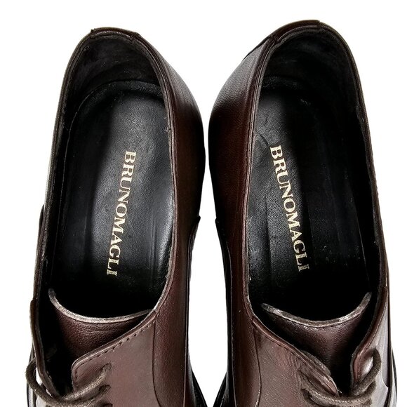 Bruno Magli Italy Men's size 6.5 Dress Shoes Brown Nappa Leather Cap-toe Oxfords - Picture 11 of 13